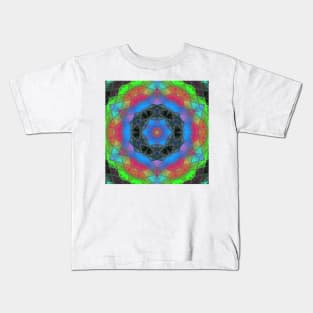 Mosaic Kaleidoscope Flower Rainbow Kids T-Shirt